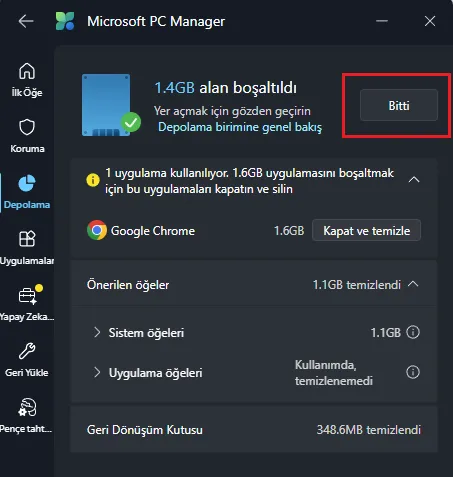 Tamamlandı